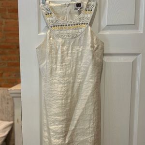 Laundry by design, size 2, white mini dress with beaded neckline